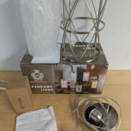 SHENGQINGTOP Modern Mini Pendant Light with Clear Glass, Brushed Nickel Transiti