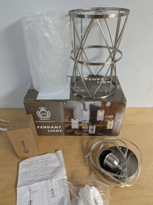 SHENGQINGTOP Modern Mini Pendant Light with Clear Glass, Brushed Nickel Transiti