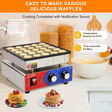 SICHI Mini Pancake Maker Machine with 550℉Heating and Timer Control, 25PCS Elect