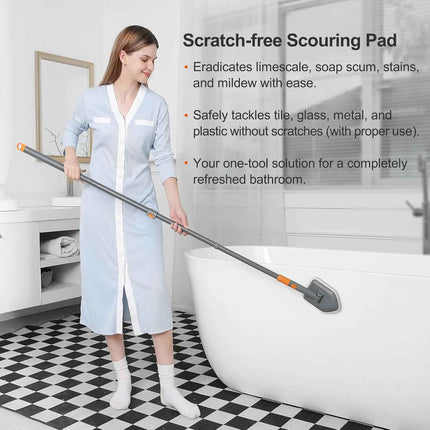 CLEANHOME Tile Tub Scrubber Brush with 3 Different Function Cleaning Heads and 5