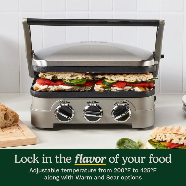 (Used-Fair) Cuisinart 5-in-1 Griddler with Reversible Nonstick Grill and Griddle