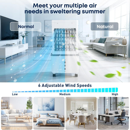 Portable Air Conditioner, Windowless Air Conditioner with 6 Speeds 2 Modes, 12L