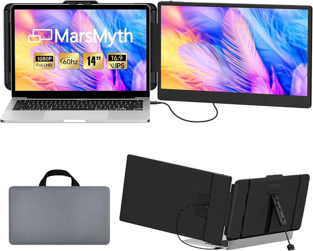MarsMyth S1 Laptop Screen Extender - 14'' Portable Dual Monitor for Laptops, 108
