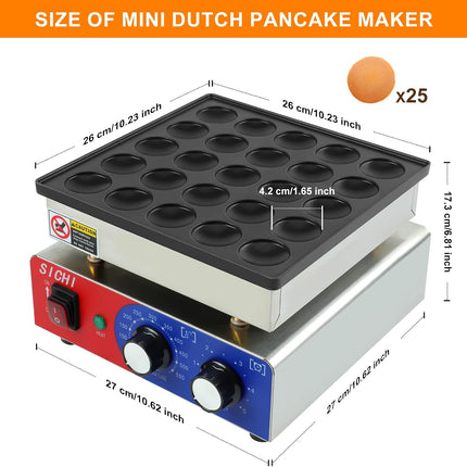 SICHI Mini Pancake Maker Machine with 550℉Heating and Timer Control, 25PCS Elect