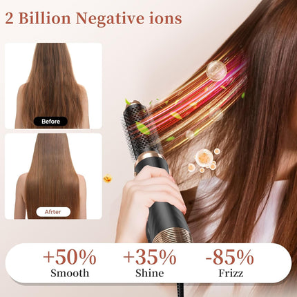 Blow Dryer Brush 5 in 1, Negative Ion Hair Dryer Brush Set Air Styler Curling Wr