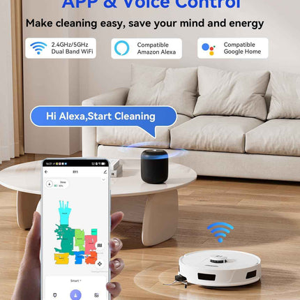 Redroad Robot Vacuum Cleaner 20,000Pa Robot Vacuum Mop,120 Day Self Emptying Vac