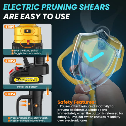 MuatCtarom 2-in-1 Cordless Electric Pruning Shears & 8 ft Pole Pruner, 1000W Brushless with 2 Batteries