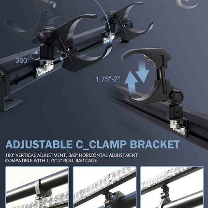 Lupar 30'' UTV LED Chase Light Bar w/ 1.75''-2'' Roll Cage Mount Bracket Rear Ch