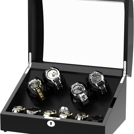 Watch Winder for Automatic Watches, Automatic Watch Winder with Wood Shell Piano