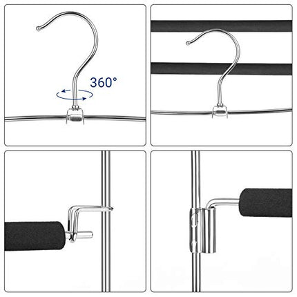 SONGMICS Trouser Hanger, Set of 3 Metal Clothes Hangers, Multiple Levels, Space