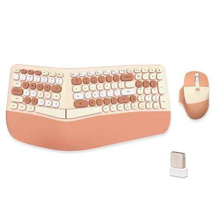Wireless Ergonomic Keyboard and Mouse Combo, Split Keyboard, Stain-Resistant Com