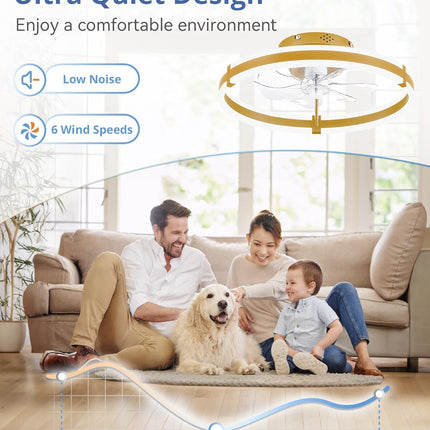 Ceiling Fans with Lights and Remote, 19.7'' Low Profile Ceiling Fans, 3000-6000K