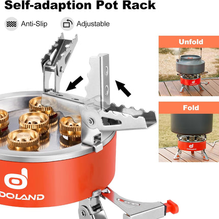 Odoland 9000W Camping Stove, Windproof Adjustable Lightweight Backpacking Gas St