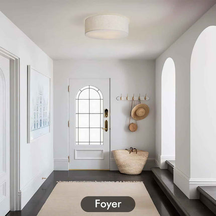 (Cracks) CALOKES 18-Inch Large Flush Mount Ceiling Light Fixture with Fabric Sha