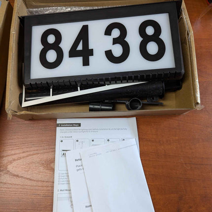 Nazuwke Solar Address Sign, House Numbers for Outside Light Up, 3 Colors Waterpr