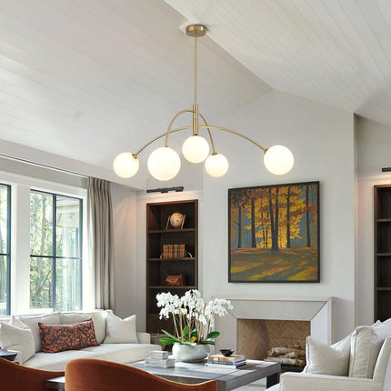 Fulesi Contemporary Gold Ceiling Light 5-Light Glass Globe Lights Mid Century Mo