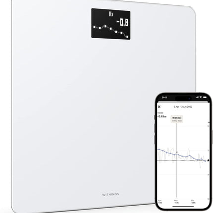 Withings Body Smart Wi-Fi Digital Scale with Weight & BMI Display, HealthMate App Sync, 8 User Profiles