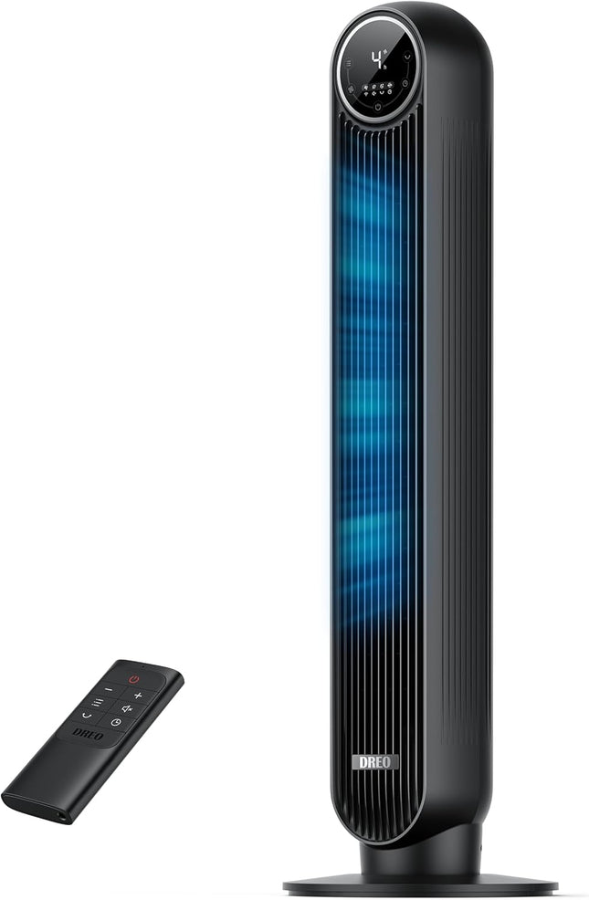 DREO Tower Fan for Bedroom (2026), Bladeless Oscillating Floor Fan with DC Motor, 8 Speeds, 4 Modes & Remote