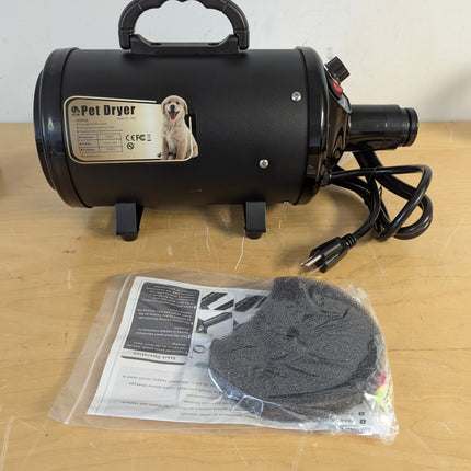 PETNF 3.2HP High Velocity Dog Dryer with 4 Nozzles, Adjustable Speed & Heat Pet Grooming Blower, 73 in Hose