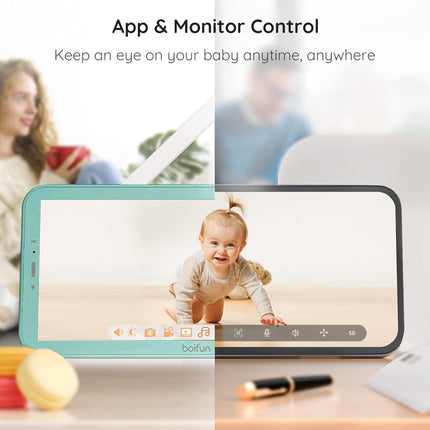 2K Boifun Baby Monitor WiFi, 360° Camera with Night Light & 5 Inch 3MP Display,