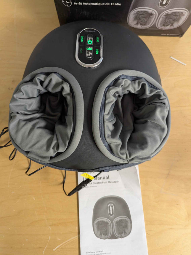 Nekteck Shiatsu Foot Massager Machine with Soothing Heat, Deep Kneading with air Compression, Improve Blood Circulation and Foot Wellness, Relax for Home or Office Use (Gray)