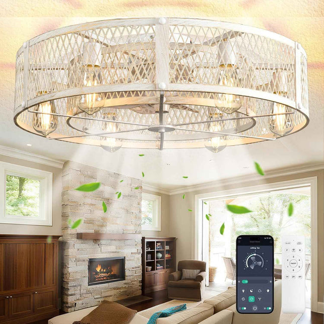 Depuley Flush Mount Ceiling Fan: 26 Inch Low Profile Ceiling Fans with Lights an