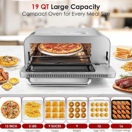 Homtone Pizza Oven Air Fryer Combo, 10-in-1 Electric Countertop Toaster Oven, 19