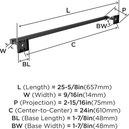 Amerock BH36074MB | Matte Black Towel Bar | 24 in (610 mm) Towel Rack | Appoint