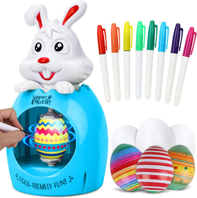TOY Life Easter Egg Decorating Kit, Egg Spinner with 8 Colorful Markers & 6 Whit