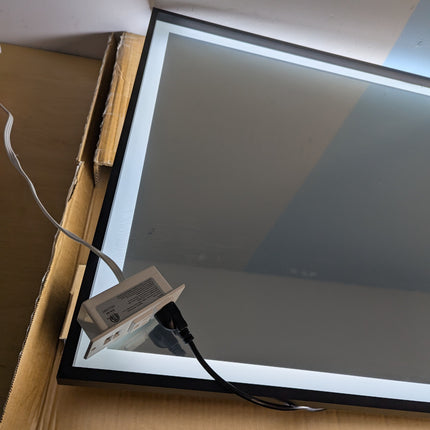 EchosLife 30x36 LED Bathroom Mirror with Lights - Black Framed, Front and Backli