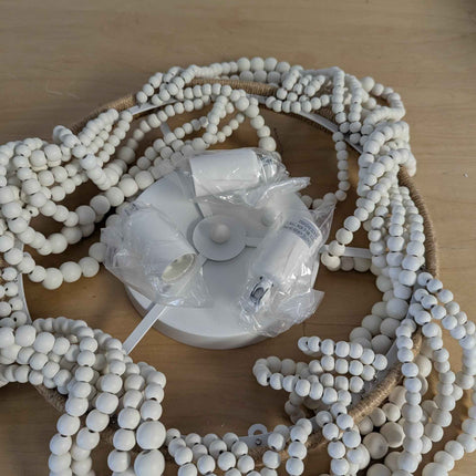 White Boho Light Fixture Boho Beaded Chandelier Boho Light Fixtures Ceiling Bead