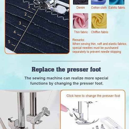 Sewing Machine for Beginners, Electric Portable Mini Sewing Machine with 50 Pcs