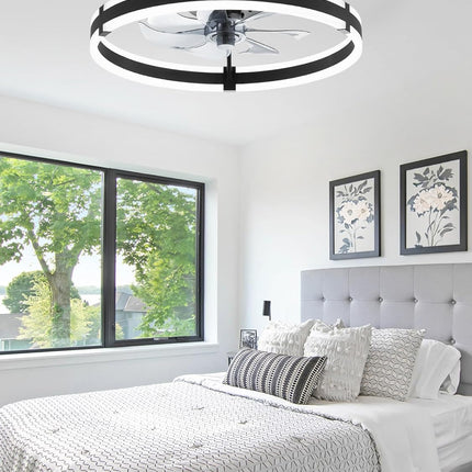 Ceiling Fans with Lights and Remote, 19.7'' Low Profile Ceiling Fans, 3000-6000K