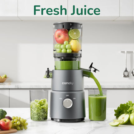 Canoly C03 Cold Press Juicer, 4.5" Wide Feed Chute Juicer Machine with 200W AC M