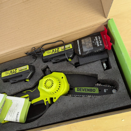 Devenbo 6 Inch Cordless Mini Chainsaw, Handheld Electric Saw