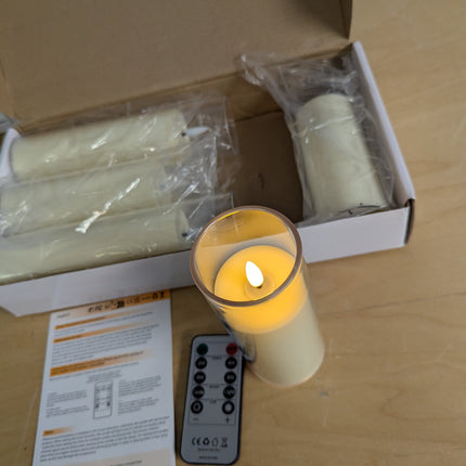 Yeelida Acrylic Flameless Flickering Candles with Remote Control and Timer, Batt