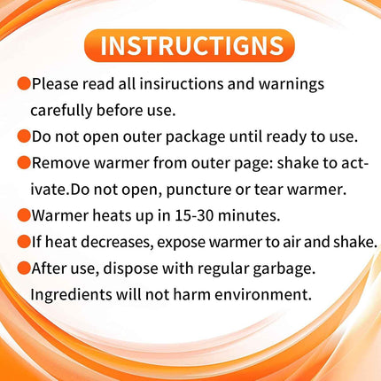 Hand Warmers - Up to 15 Hours of Heat - 10/50/100/200 Pack Super Long Lasting Ai
