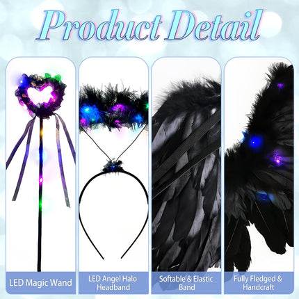 Goenb Light up Angel Wings, Angel Costume for Woman Adults Girls Kids Angel Wing