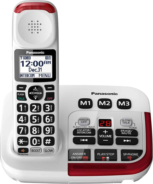 PANASONIC KX-TGM420W Amplified Cordless Phone with Digital Answering Machine, 1