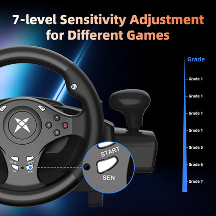 DOYO Racing Wheel - Gaming Steering Wheel for PC, 270 Degree Driving Simulator R