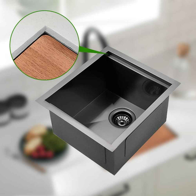 15 Inch Black Undermount Bar Sink, Swift Horse 15x17 Inch 16Gauge Black Stainles