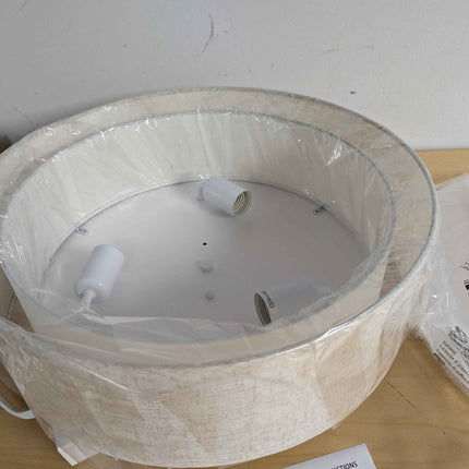 (Cracks) CALOKES 18-Inch Large Flush Mount Ceiling Light Fixture with Fabric Sha