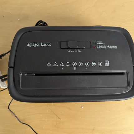 NO BIN Amazon Basics 12-Sheet Cross-Cut Paper Shredder and Credit Card Shredder