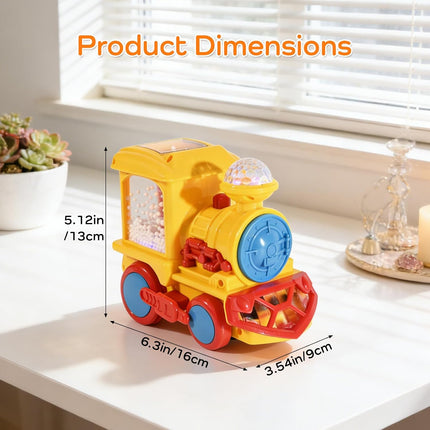 Light Up Train Toy for Toddlers, Transparent Car Toy for Kids with Cool Light an