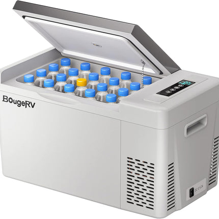 BougeRV CR23 Portable 12V Car Freezer & Fridge, 23 Quart, -8 to 50 F with 15 Min Fast Cooling, 45 dB, Grey