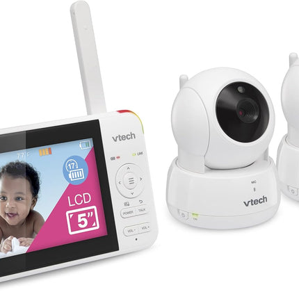 VTech VM924-2 Pan & Tilt Video Baby Monitor with 2 Cameras, 5" LCD Screen, Up to