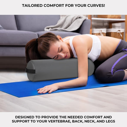 ForPro Full Round Bolster Pillow, Cool Grey