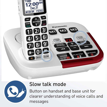 PANASONIC KX-TGM420W Amplified Cordless Phone with Digital Answering Machine, 1
