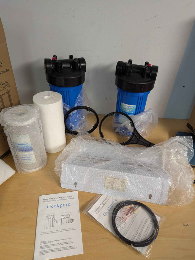 Geekpure 2 Stage Whole House Water Filter System with 10 Inch Blue Housing - 4.5