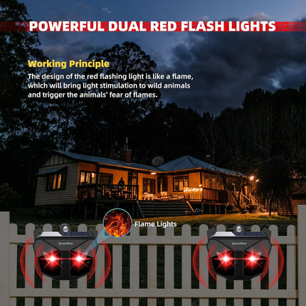 4 Pack Animal Deterrent Devices,Solar Powered Animal Repeller Outdoor with Red L